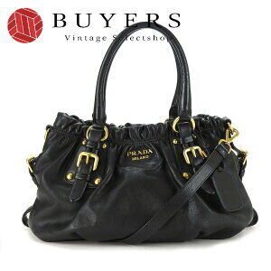 Prada Soft Calf Leather convertible buckle top handle bag black
